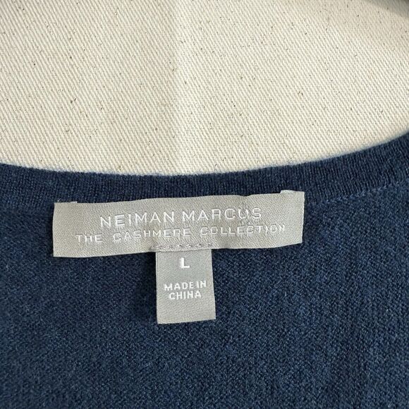 Neiman Marcus Women's Scoop Neck Sleeveless Cashmere Sweater Tank Blue Size L - Picture 3 of 8